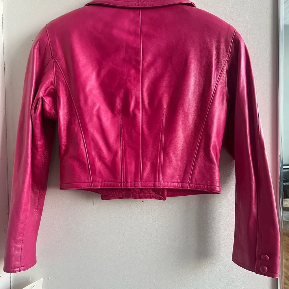 NWT Deadstock Vintage 80s Vakko Pink Leather Jacket - Picture 10 of 10